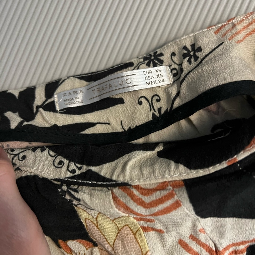 Zara trafaluc xs high waisted palazzo pants in Japanese kimono polka dot print - Picture 3 of 3